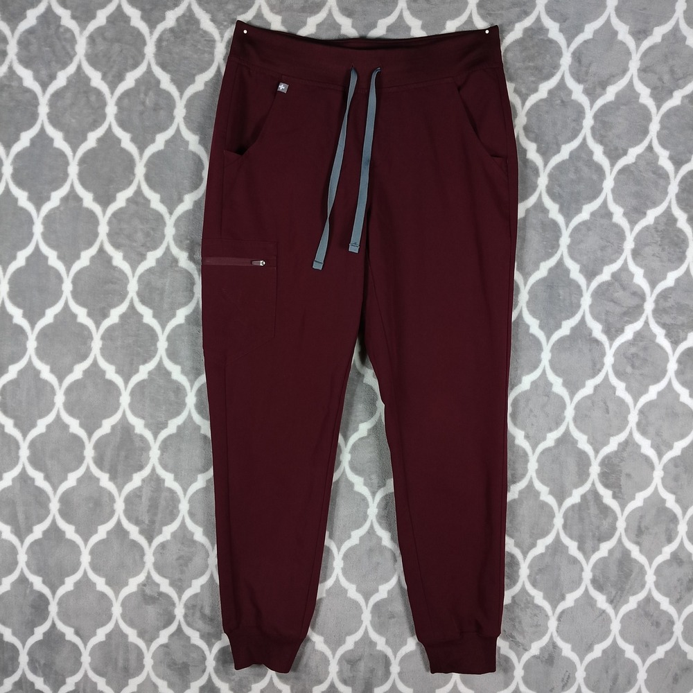 FIGS Zamora Jogger Scrub Pants Womens Small Burgundy Maroon Technical Collection